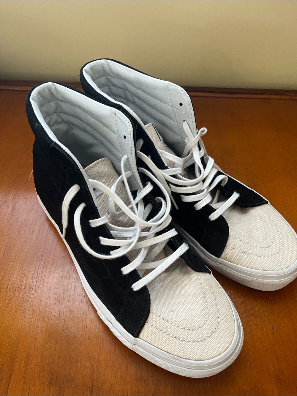 Vans Men's High-Top Canvas & Suede Sneakers in Black and Cream